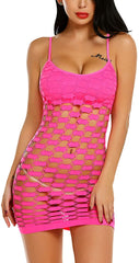 Avidlove Fischnetz-Dessous mit Netz-Loch-Trägern, Chemise, Babydoll, Minikleid