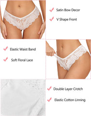 Avidlove Spitzenhöschen 4er-Pack Hipster-Unterwäsche V-förmiger Bund Tangas