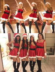 Avidlove Weihnachtskleid, Weihnachtsmann-Samt, A-Linien-Kleid mit Gürtel, Babydoll-Dessous