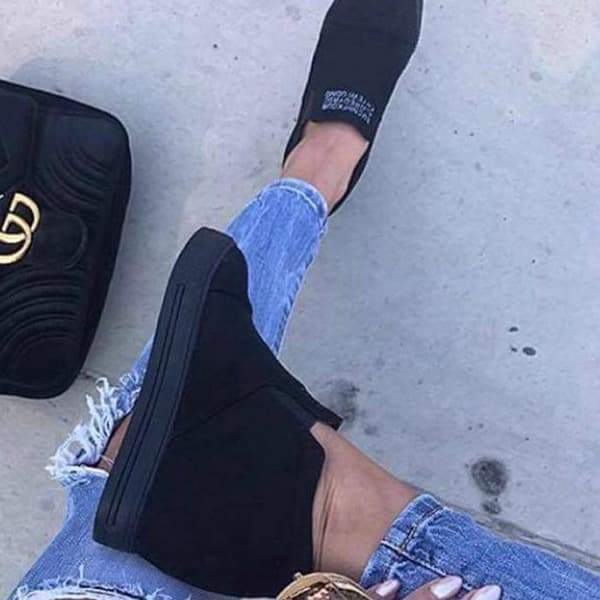 Letter Slip On Wedge Sneakers NewGew
