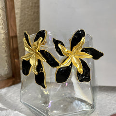 Pendientes de bloque de color con doble flor 