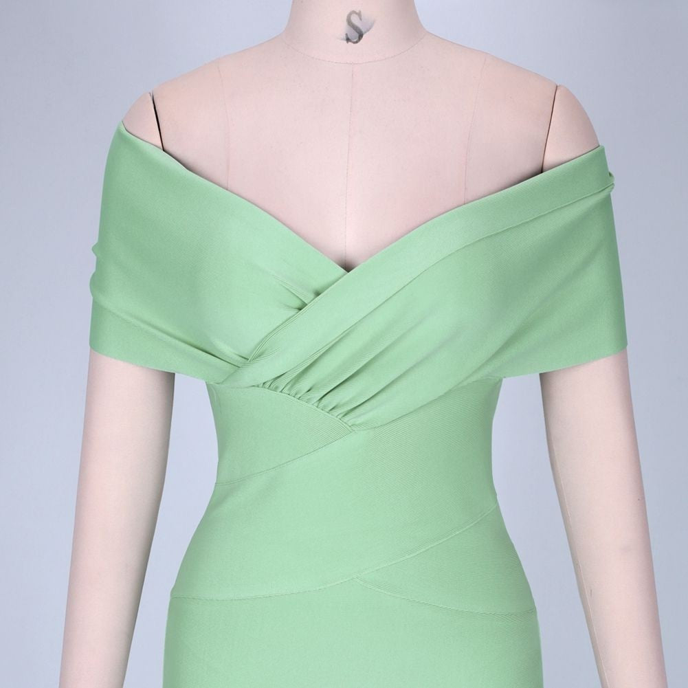 Off Shoulder Short Sleeve Elegant Bandage Dress