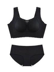 Fächerförmiges Design Natürliche Lifting-Anpassung Plus Size BH Schwarz