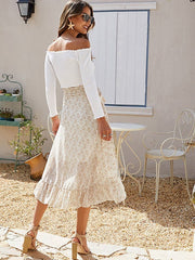 Ditsy Floral Tie Side High Low Skirt