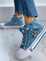 Denim Punk Schnür-Sneaker aus Canvas