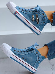 Denim Punk Schnür-Sneaker aus Canvas