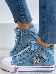 Denim Punk Schnür-Sneaker aus Canvas