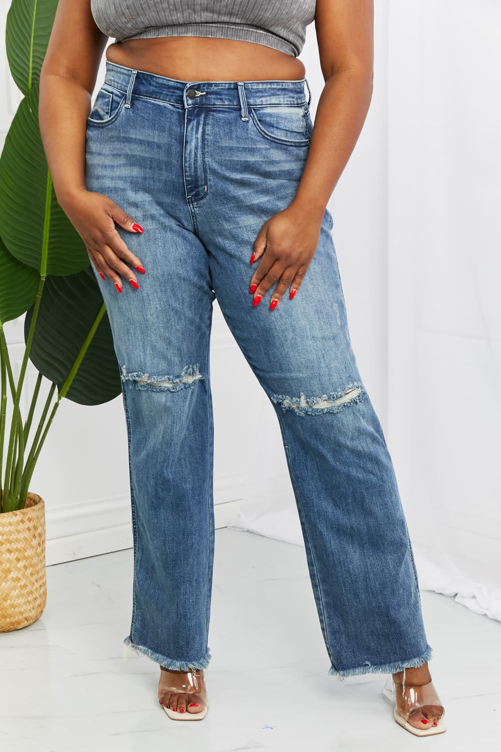 Judy Blue – Becka – Gerade Jeans in voller Größe mit mittelhohem Bund