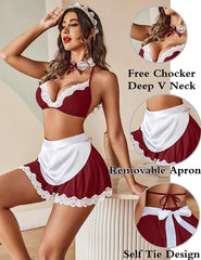 Avidlove Dienstmädchen-Dessous für Rollenspiele, Dessous, Cosplay, Dessous-Set, Halloween-Kostüme