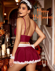 Avidlove Dessous für Cosplay Dessous-Set, kontrastierendes Spitzen-Dienstmädchen-Kostüm-Set (5er-Pack)