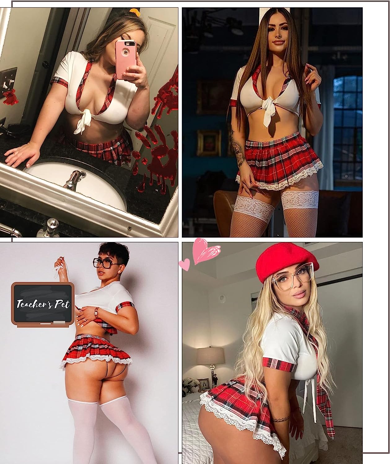 Avidlove Lingerie Set for Two Piece Lingerie Outfits with Tie Top and Mini Pleated Skirt