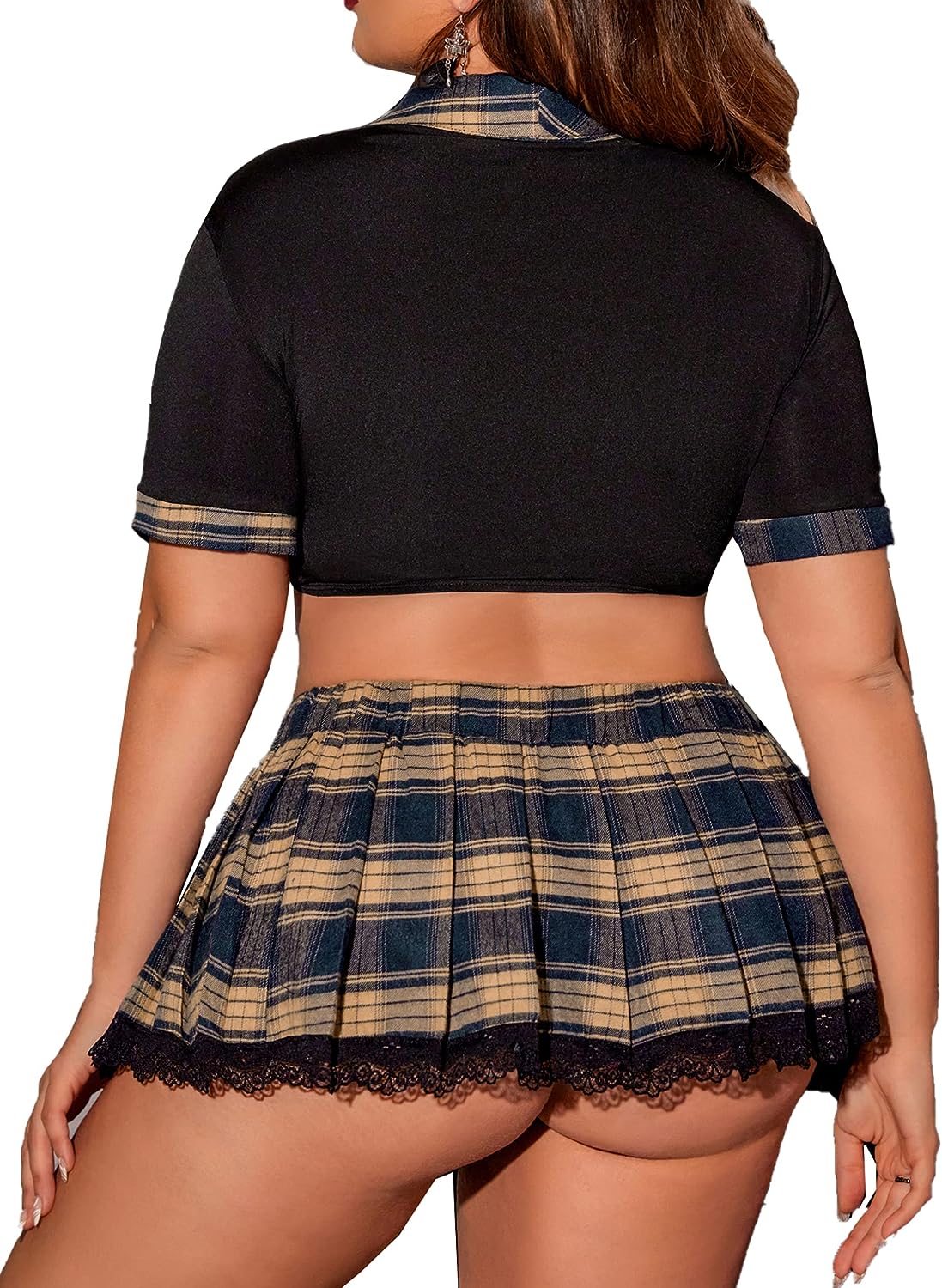 Avidlove Lingerie Set for Two Piece Lingerie Outfits with Tie Top and Mini Pleated Skirt