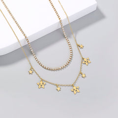 Sterne Weiße Diamanten Mehrere Halsketten