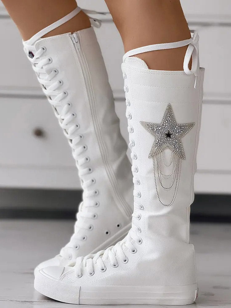 Schnürstiefel aus Segeltuch