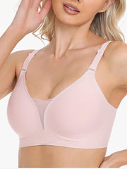 Mesh Bras for Women No Underwire Wireless Comfort Lift Push Up Bralettes for Women with Support and Bra Pink