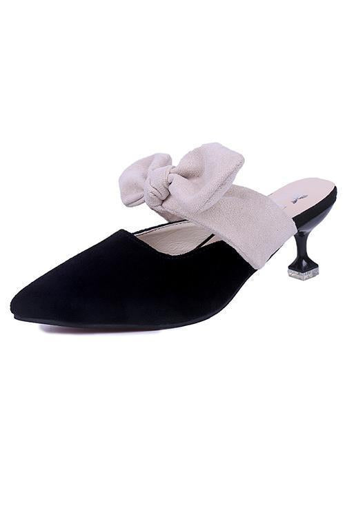 Mules con tacones de lazo