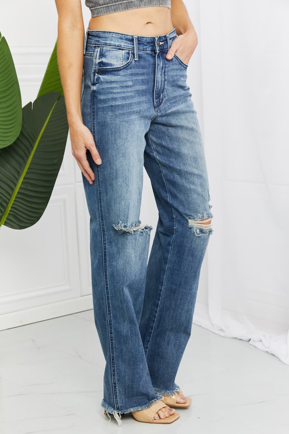 Judy Blue – Becka – Gerade Jeans in voller Größe mit mittelhohem Bund