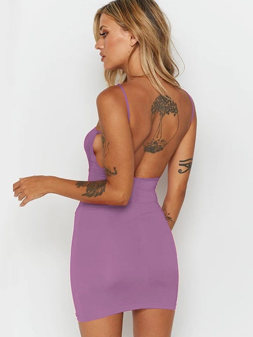 Sling thin ribbon strap ladies dress