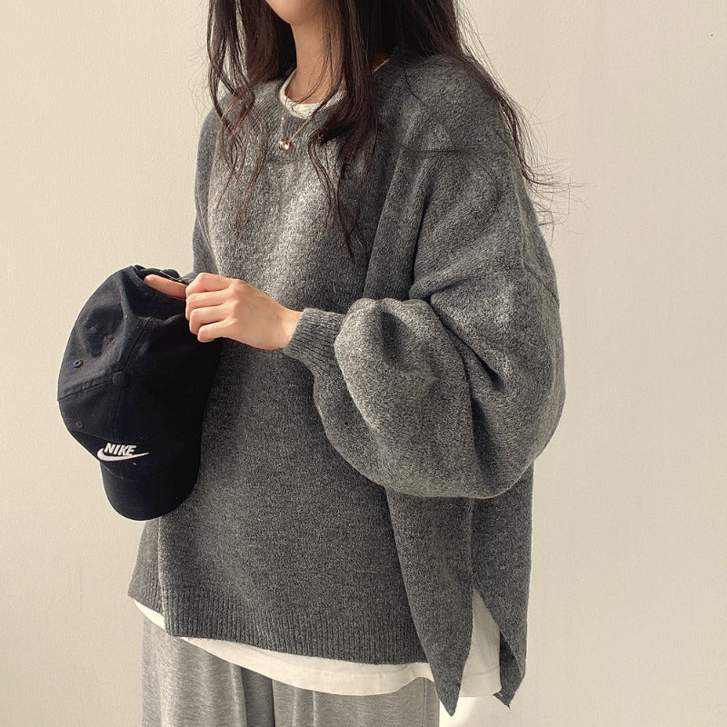 Übergroßer Pullover mit geteiltem Saum