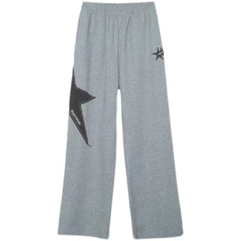Graue Baggy-Jogginghose mit Stern-Patch