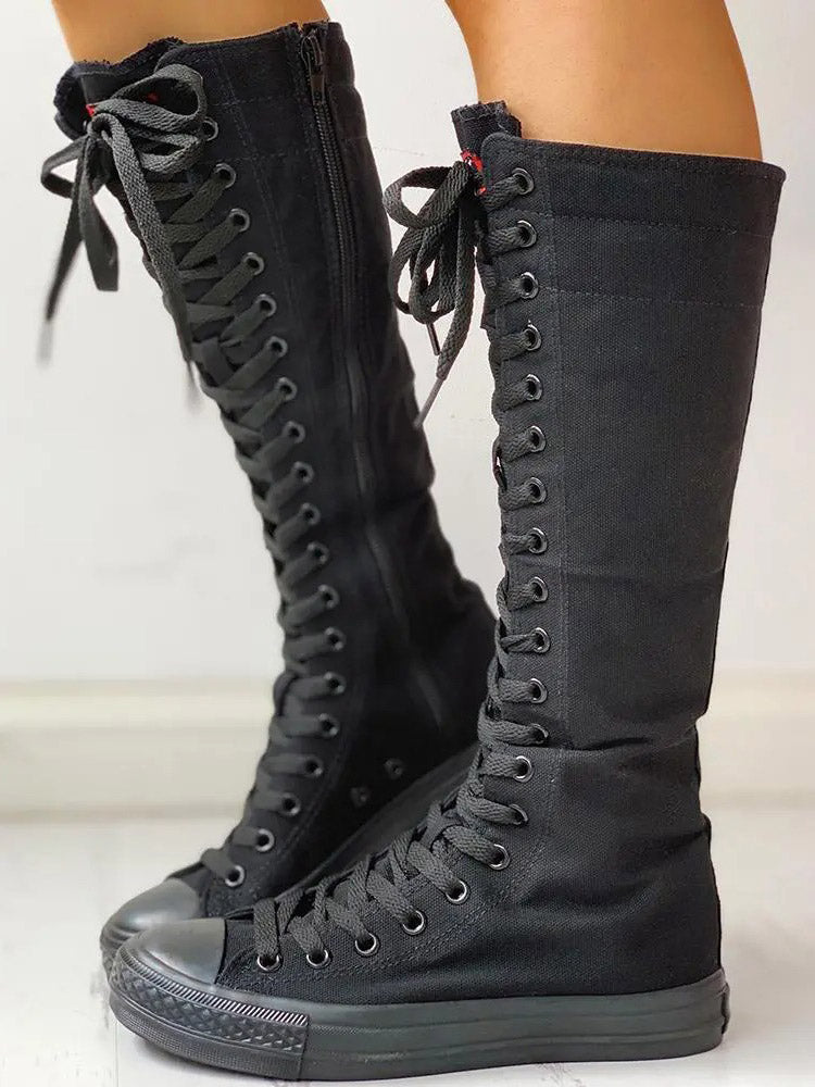 Schnürstiefel aus Segeltuch