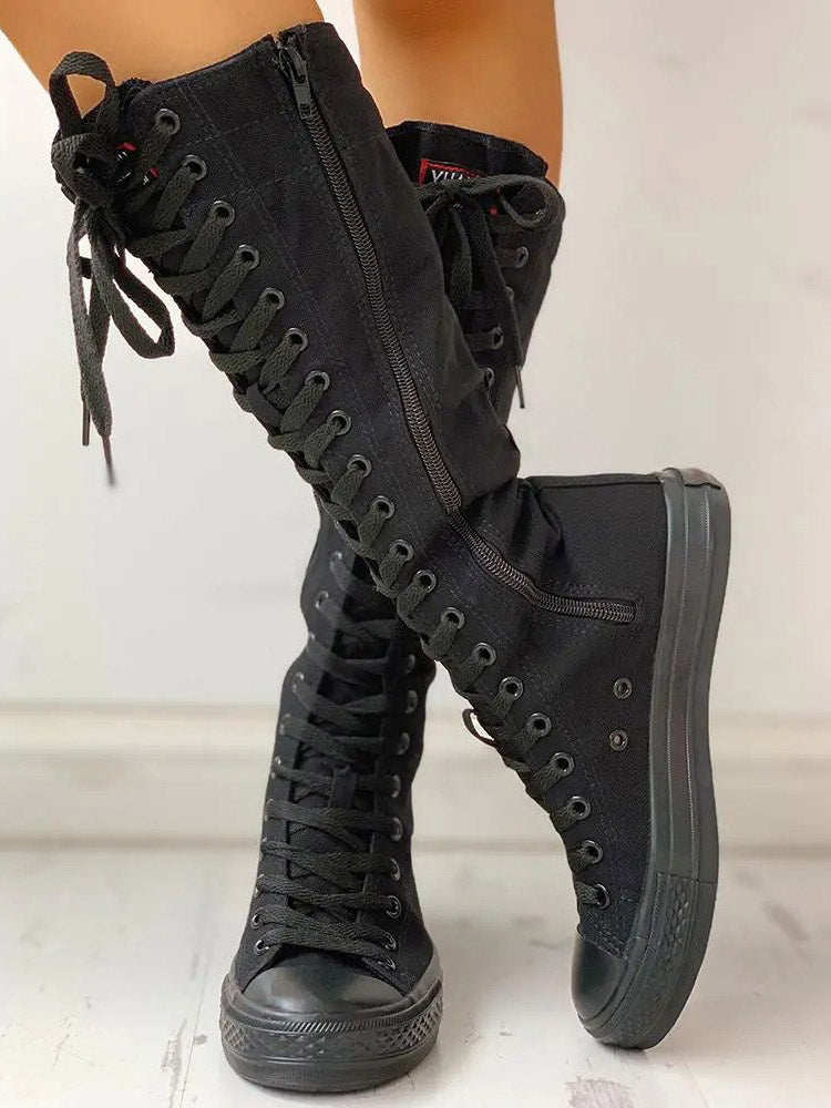 Schnürstiefel aus Segeltuch