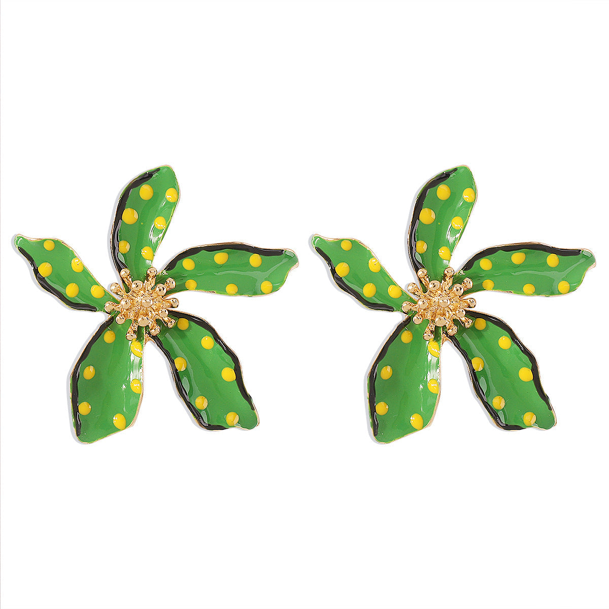 Blumen-Wellen-Punkt-Ohrringe