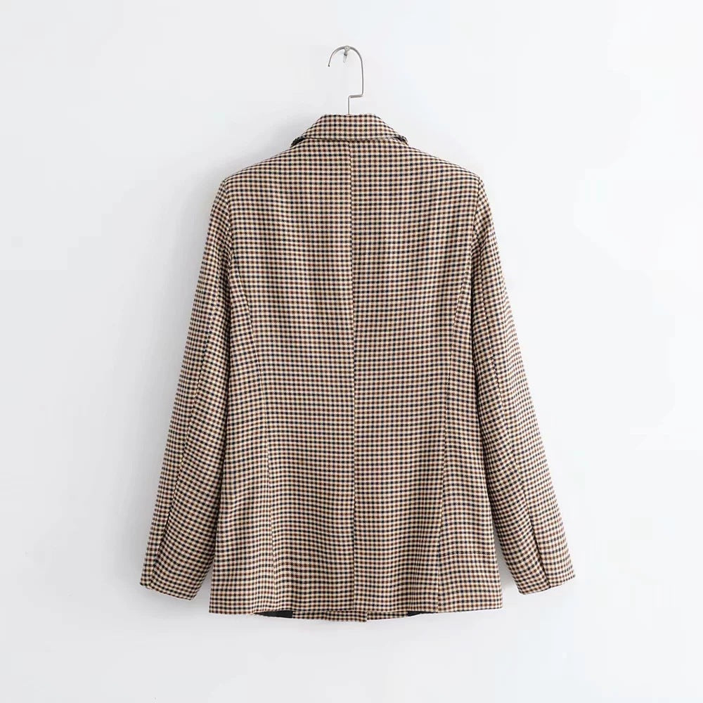 Blazers Lapel Check Pocket Button Blazer Ins Street