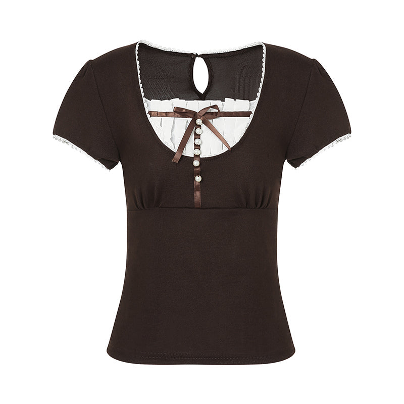 Französisches Dienstmädchen-Crop-Top