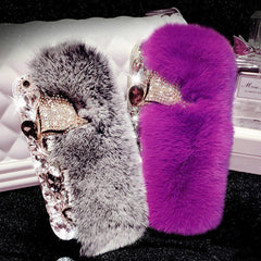Luxury Bling Rhinestone Diamond Warm Fur Soft Phone Case For Iphone 11 12 13 14 15