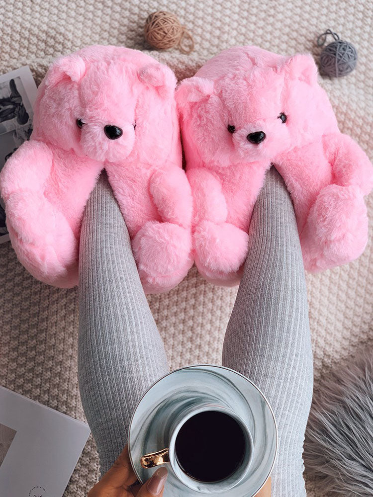 Flauschige Teddybär-Hausschuhe