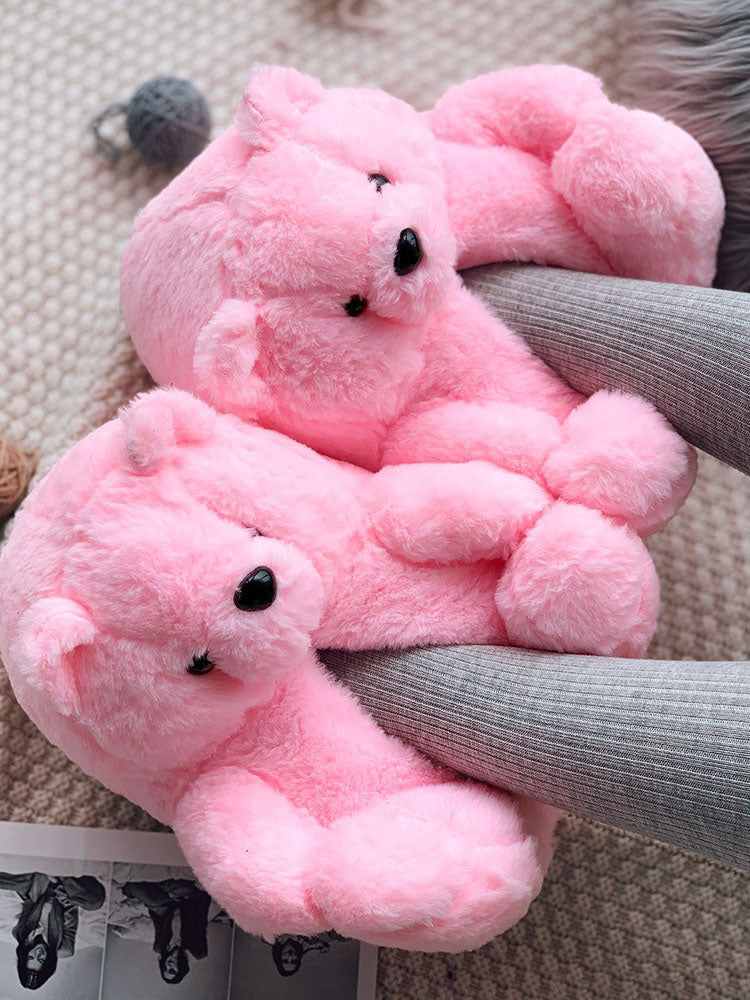 Flauschige Teddybär-Hausschuhe