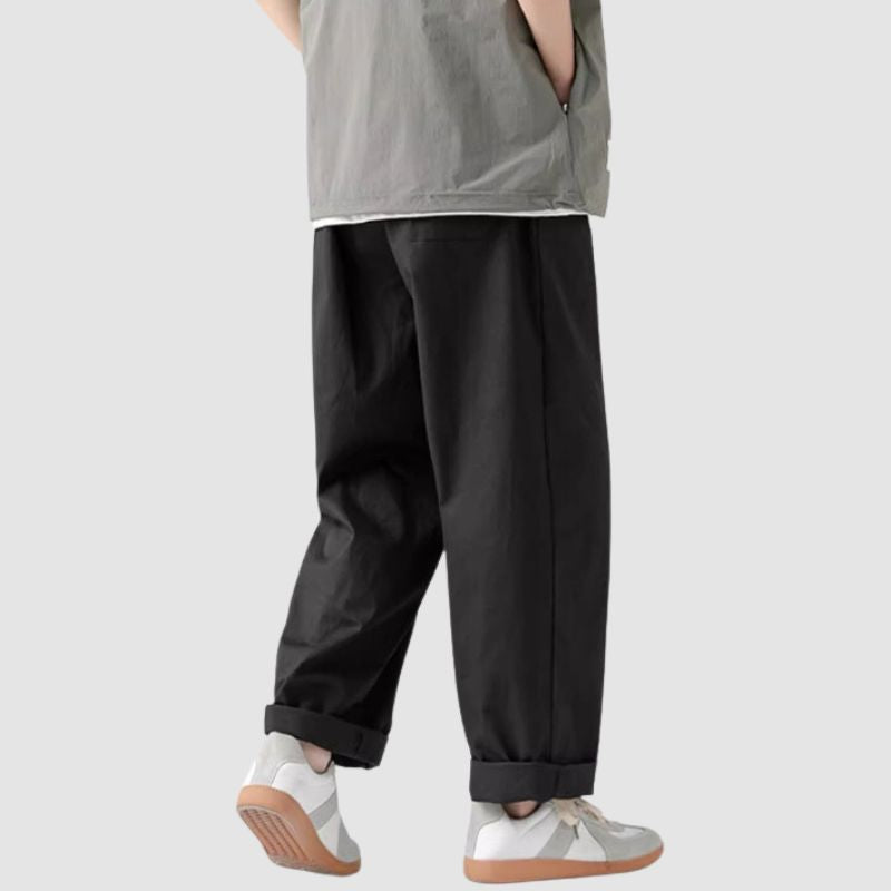 Pantalones cargo de pierna recta con diseño plisado para exteriores