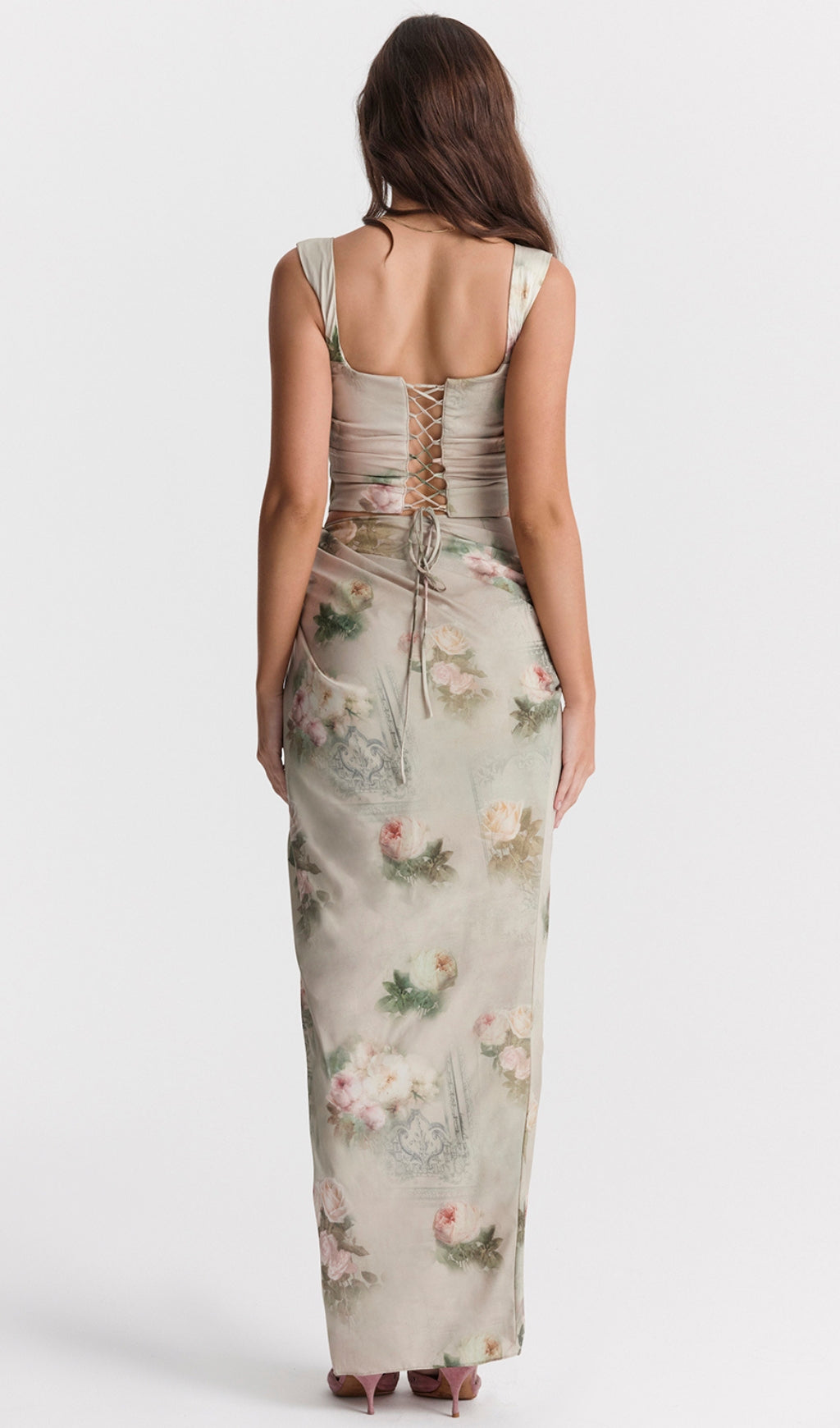 Zweiteiliges Set mit Vintage-Blumenmuster