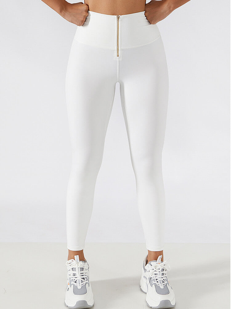 Empowerment Leggings mit Reißverschluss vorne und hoher Taille