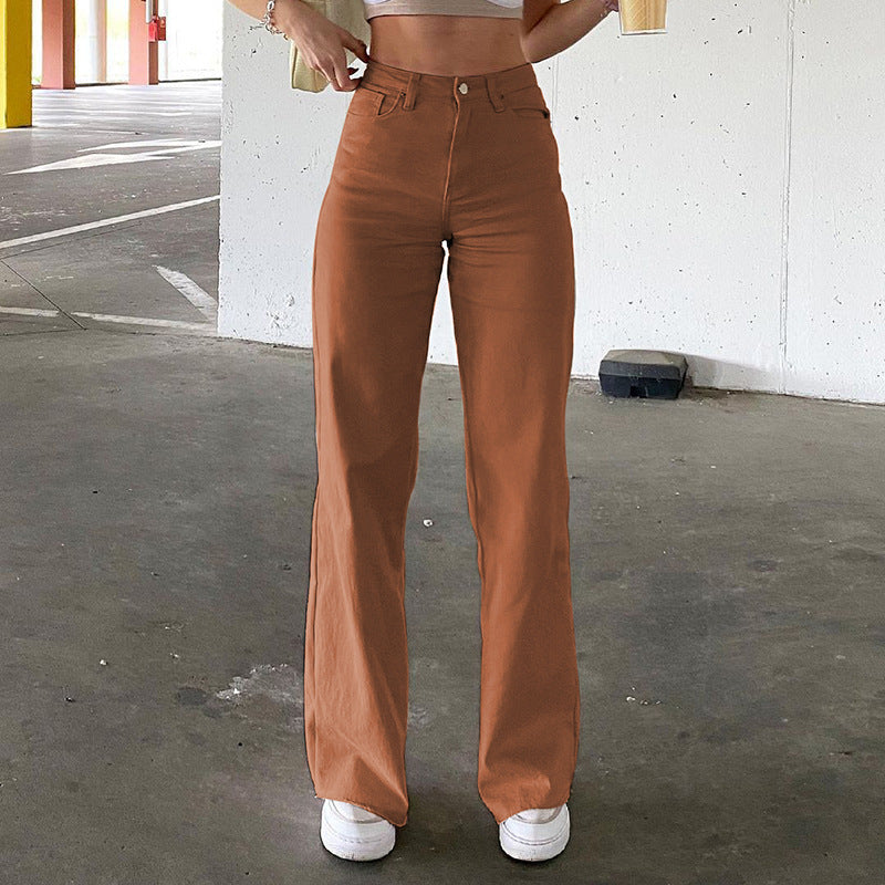 High Waist Slim Jeans Schlaghose