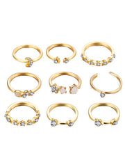 9pcs Moon& Star Ring Set