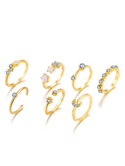 9pcs Moon& Star Ring Set