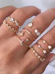 9pcs Moon& Star Ring Set