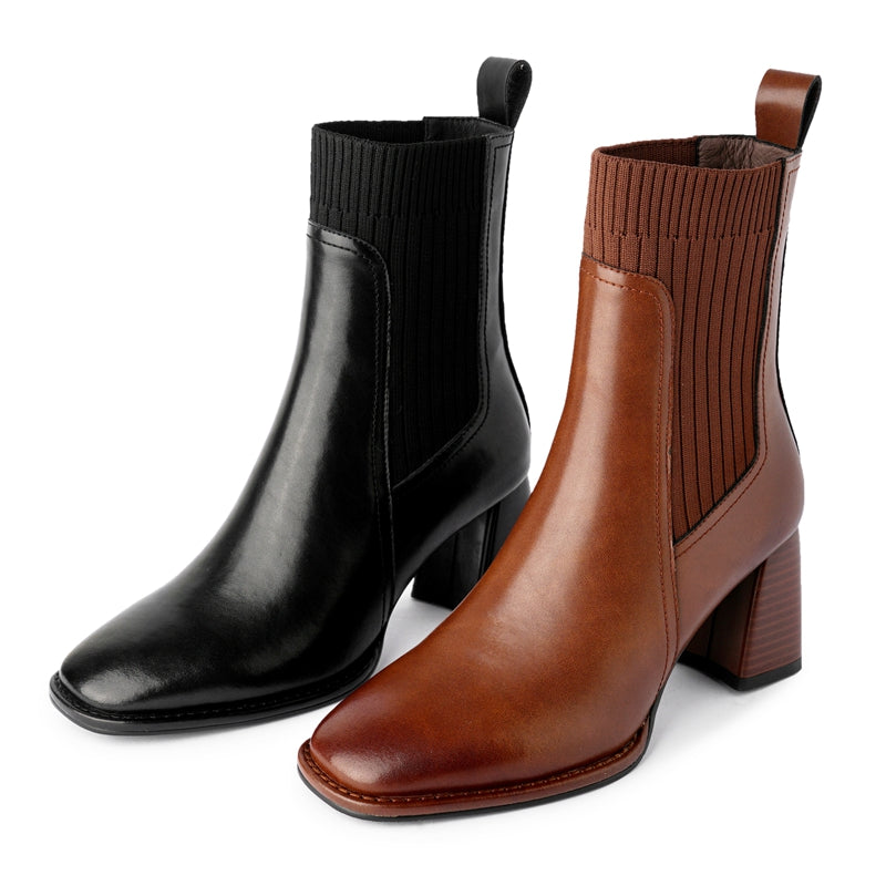 Cassandra Slip on Heeled Sock Ankle Boots Newgew