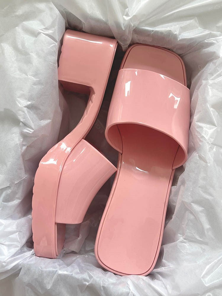 Jelly-Sandalen mit klobigem Absatz
