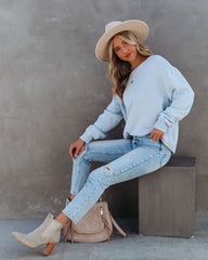 Acacia Cotton Crew Neck Sweater - Light Blue