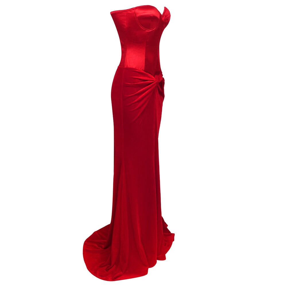 Trägerloses Korsett-Zweiteilerkleid in Rot