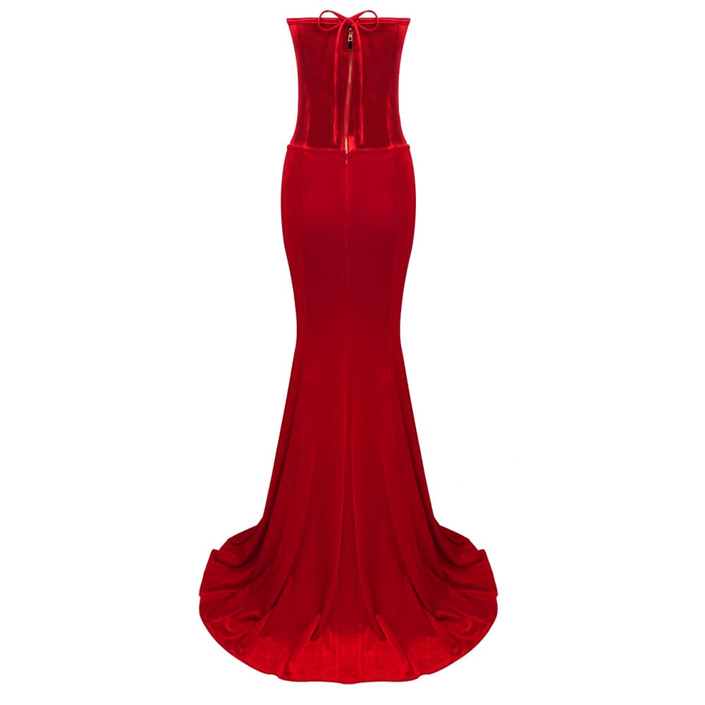 Trägerloses Korsett-Zweiteilerkleid in Rot