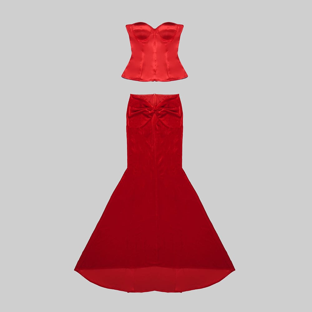 Trägerloses Korsett-Zweiteilerkleid in Rot