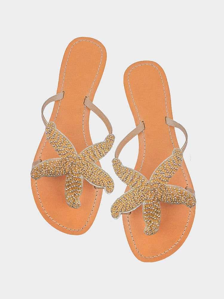 Sandalen mit Perlen und Seestern-Muster