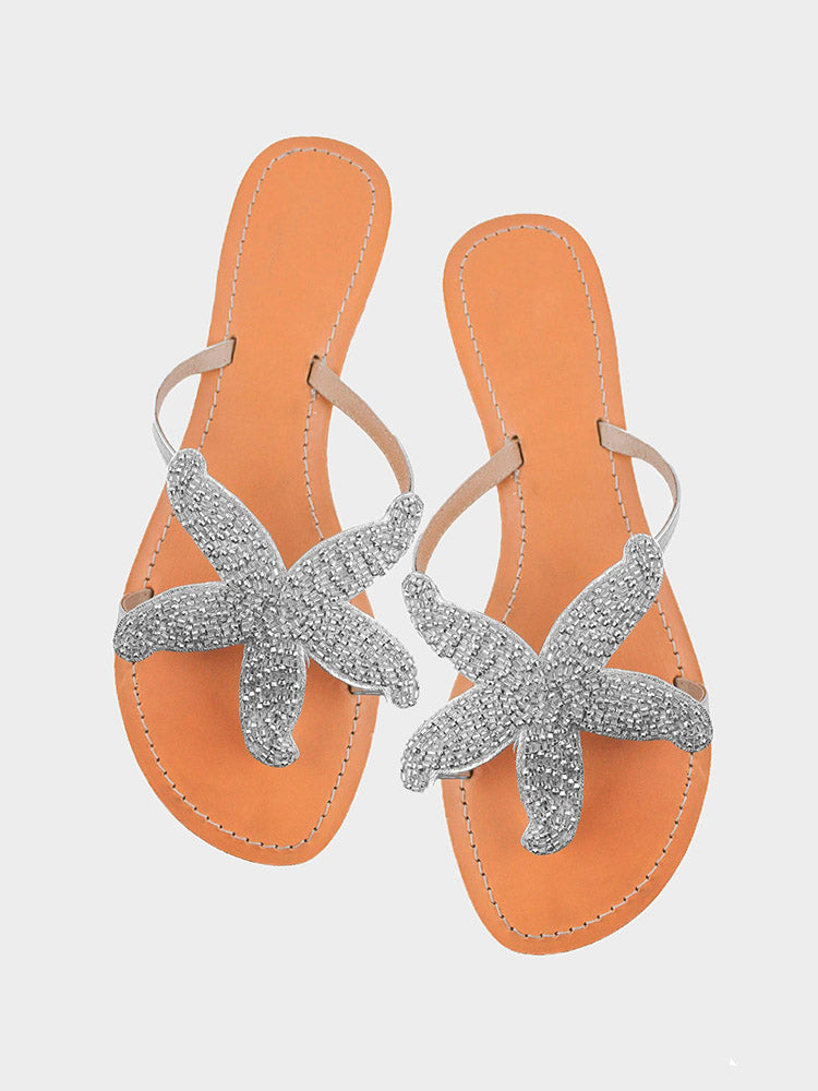 Sandalen mit Perlen und Seestern-Muster