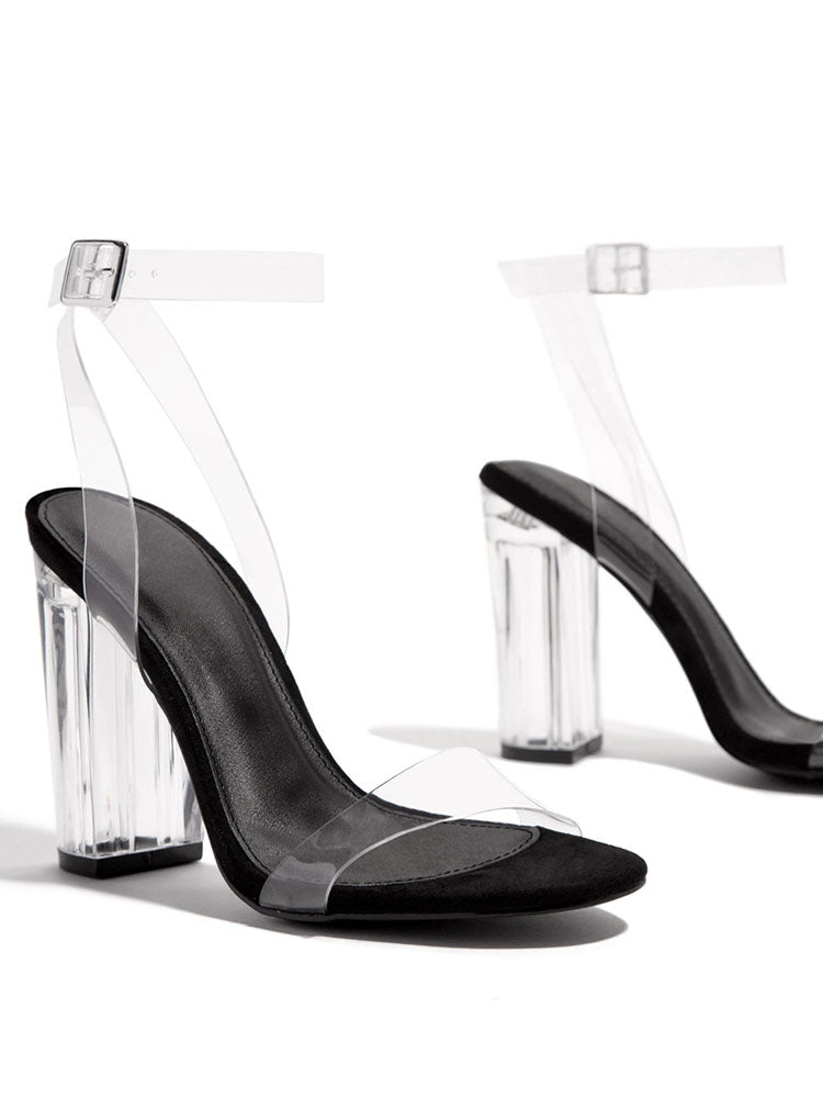 Transparente Heels mit Fesselriemchen