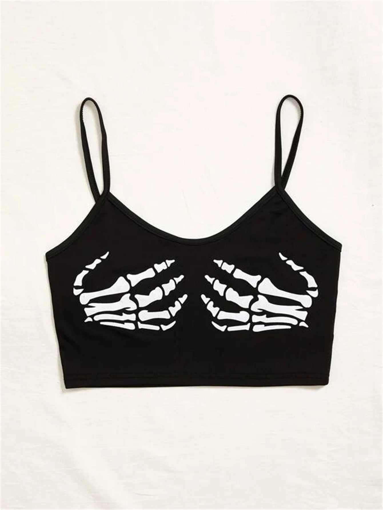 Bone Hands Print Crop Cami Top Sai Feel