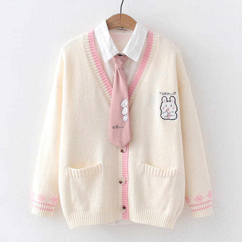 Bunny Cardigan Pullover Shirt Set
